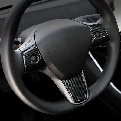 3 Pcs Set Car Steering Wheel Trim For Tesla Model Y and 3 - My Tesla Accessories Interior Accessories  #