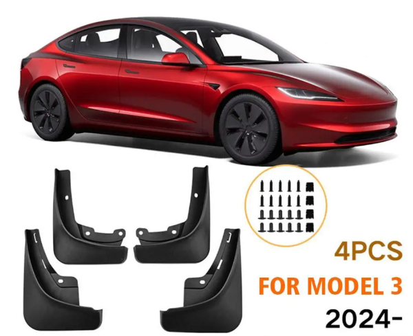 Mud Flaps for Model 3 Highland 2024 - My Tesla Accessories Exterior Accessories  #