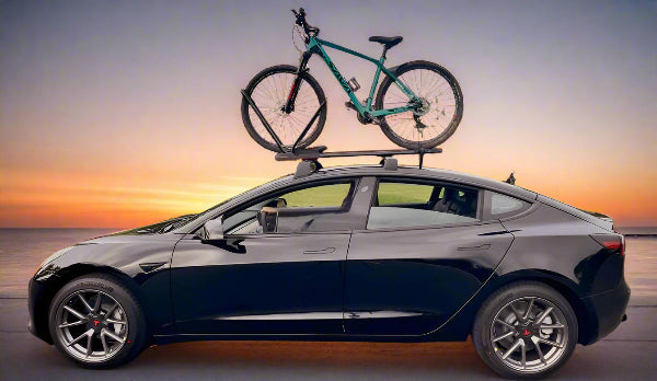 Tesla with Bike on Top #myteslaaccessories